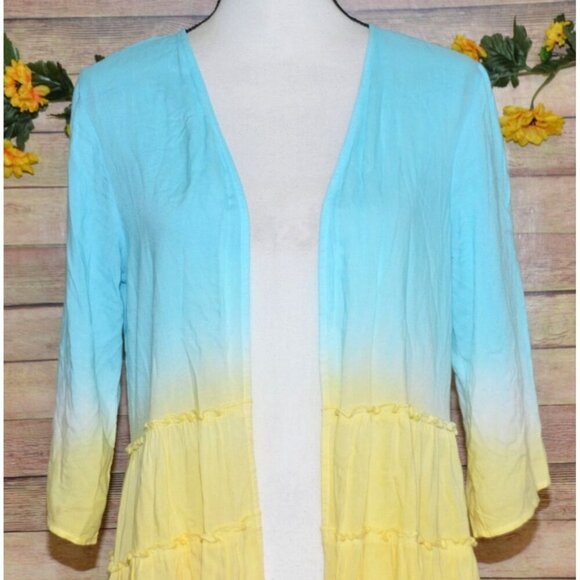 Soft Surroundings Topper Ombre Artsy Boho Tiered Size PXS Open Front Cover Up - Picture 2 of 11